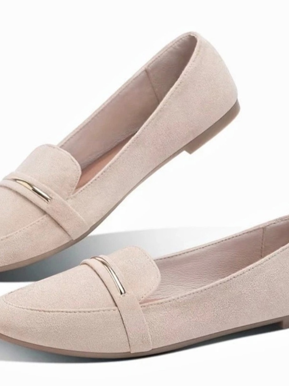 Pointed Toe Loafers in Beige New